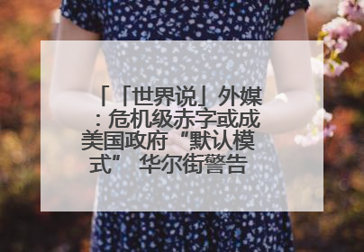 「世界说」外媒：危机级赤字或成美国政府“默认模式” 华尔街警告美财政滑向深渊