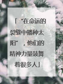 “在命运的裂缝中播种太阳”，他们的精神力量鼓舞着很多人