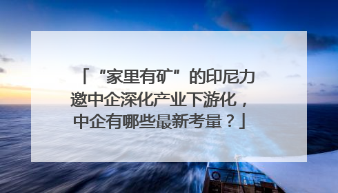 “家里有矿”的印尼力邀中企深化产业下游化，中企有哪些最新考量？