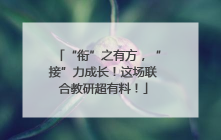 “衔”之有方，“接”力成长！这场联合教研超有料！