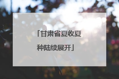 甘肃省夏收夏种陆续展开