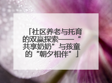 社区养老与托育的双赢探索——“共享奶奶”与孩童的“朝夕相伴”
