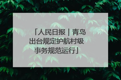 人民日报｜青岛出台规定护航村级事务规范运行