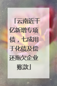 云南近千亿新增专项债，七成用于化债及偿还拖欠企业账款