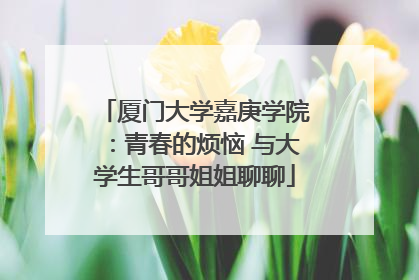 厦门大学嘉庚学院：青春的烦恼 与大学生哥哥姐姐聊聊