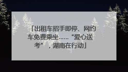 出租车招手即停、网约车免费乘坐……“爱心送考”，湖南在行动