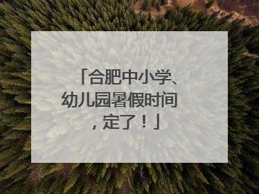 合肥中小学、幼儿园暑假时间，定了！