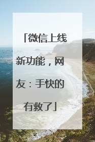 微信上线新功能，网友：手快的有救了