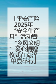平安产险2025年“安全生产月”活动暨“乡风文明”爱心捐赠仪式在菏泽单县举行