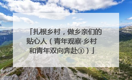 扎根乡村，做乡亲们的贴心人（青年观察·乡村和青年双向奔赴③）