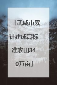 武威市累计建成高标准农田340万亩
