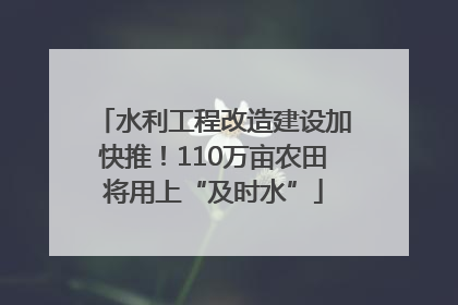 水利工程改造建设加快推！110万亩农田将用上“及时水”