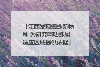 江西发现蜘蛛新物种 为研究呵叻蛛属适应区域提供依据