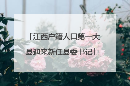 江西户籍人口第一大县迎来新任县委书记