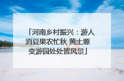 河南乡村振兴：游人消夏果农忙秋 黄土塬变游园处处皆风景