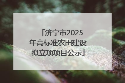 济宁市2025年高标准农田建设拟立项项目公示
