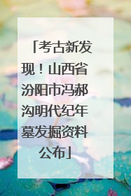 考古新发现！山西省汾阳市冯郝沟明代纪年墓发掘资料公布