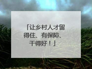 让乡村人才留得住、有保障、干得好！