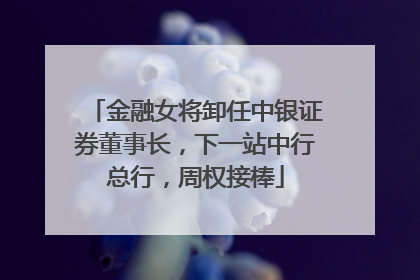 金融女将卸任中银证券董事长，下一站中行总行，周权接棒