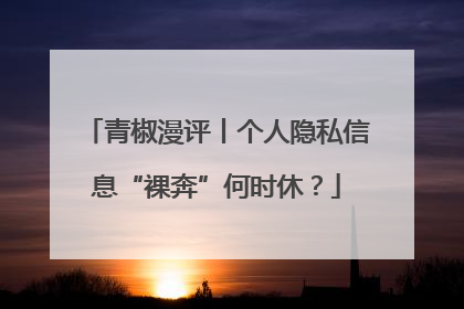 青椒漫评丨个人隐私信息“裸奔”何时休？