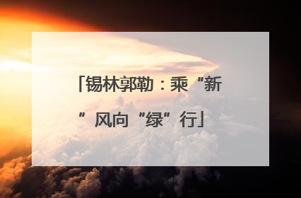锡林郭勒：乘“新”风向“绿”行