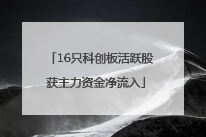 16只科创板活跃股获主力资金净流入