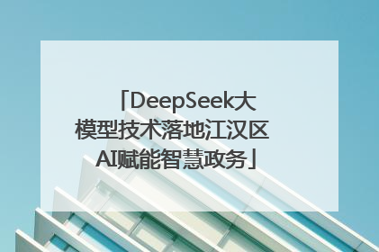 DeepSeek大模型技术落地江汉区 AI赋能智慧政务
